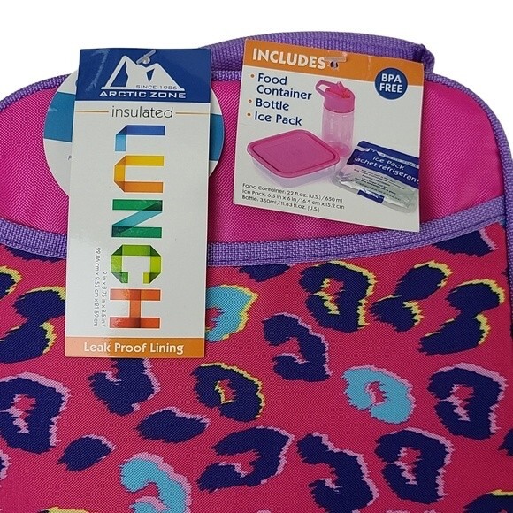 Arctic Zone New Lunch Bag Box Insulated Lining Combo Pink Purple Blue Print - Picture 4 of 8